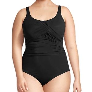 Lands' End Plus Size Black One Piece Swimsuit 24W